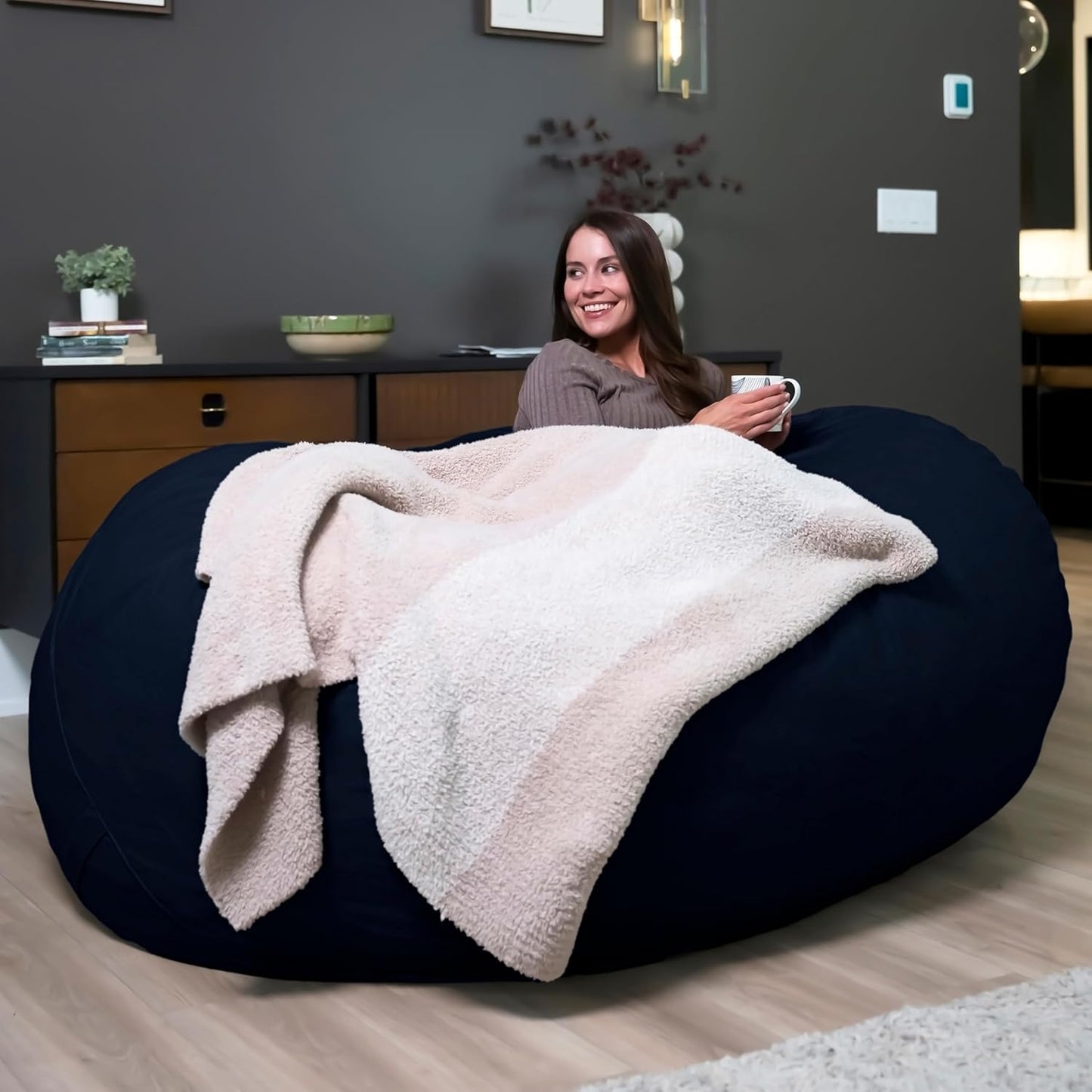 Fuf XL Foam Beanbag Chair W/Liner, Cobalt Lenox