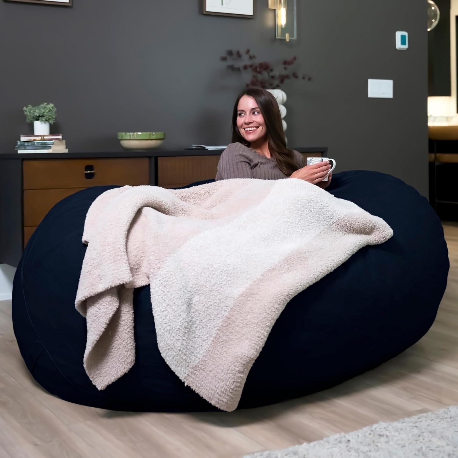Fuf XL Foam Beanbag Chair W/Liner, Cobalt Lenox