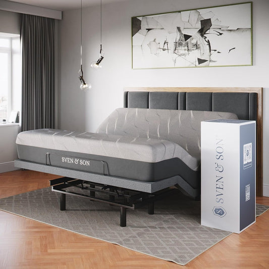 King Adjustable Bed Base Frame + 12” Luxury Cool Gel Memory Foam Mattress, Head up Foot Up, USB Ports, Zero Gravity, Interactive Dual Massage, Wireless, Classic (King)